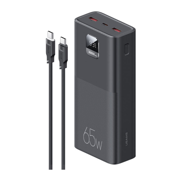 Power Bank USAMS AT PB68 65W QC3.0+PD FastCharg+Display+Type-C/Type-C cable 30000mAh black 1