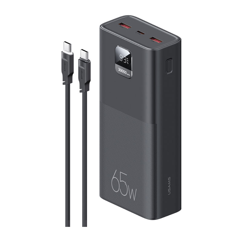 Power Bank USAMS AT PB68 65W QC3.0+PD FastCharg+Display+Type-C/Type-C cable 30000mAh black 1 Power Bank USAMS AT PB68 65W QC3.0+PD FastCharg+Display+Type-C/Type-C cable 30000mAh black 1